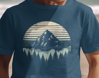 Retro Mountain Graphic T-Shirt: Vintage Forest Adventure Tee