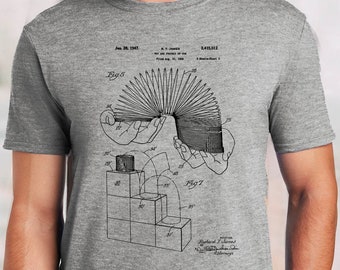 Slinky Retro patent tshirt | Nerd shirt | Science shirt | Fun shirt | Nerdy boyfriend shirt | Smart Guy tshirt | Geek Dad gift | Nerd wear