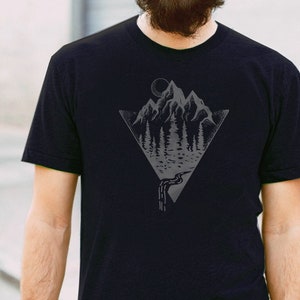 Mens Graphic Tees Retro Mountains and Pines Nature Tshirt - Etsy