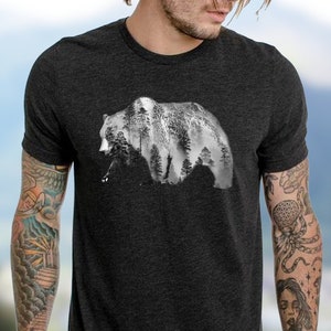 Bear Forest Mountain Tee Photo Exposure Alpine Trees and - Etsy