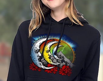 Women's pullover hoodies | Wild Child inspired hoodies | Unisex mountain Hoodie | Moons  sweatshirts | Girls Trippy hoodies | Flowers