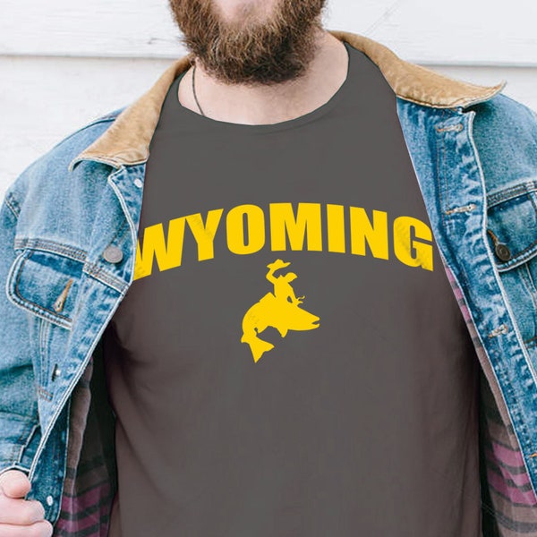 Wyoming Cowboy Tshirt| Fishing shirt | Trout shirt Cowboy| Wyoming State Shirt| Boy friend gift| Wyoming pride | Wyoming Dad T | Fly Fishing