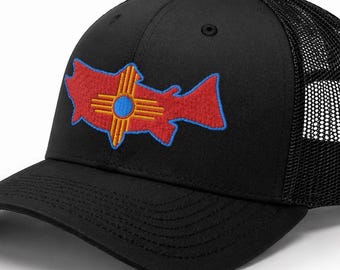 New Mexico fishing hat mens | Zia caps | fly fisherman gifts for him unique | trucker style hats for men snapback | state pride cap