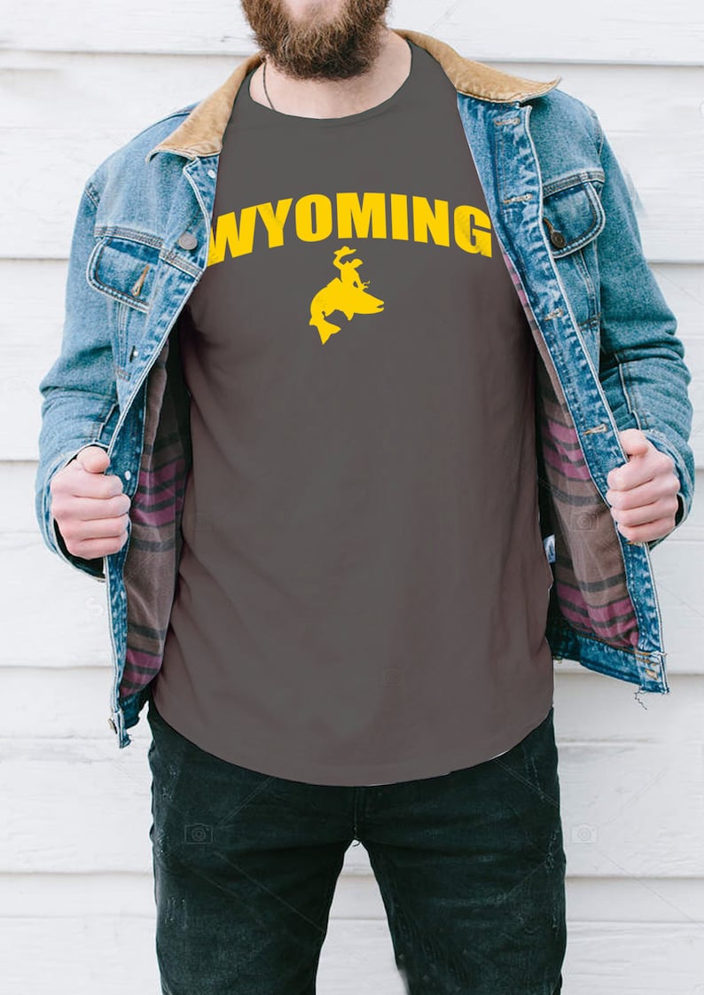 Wyoming Cowboy Tshirt Fishing Shirt Trout Shirt Cowboy Wyoming State