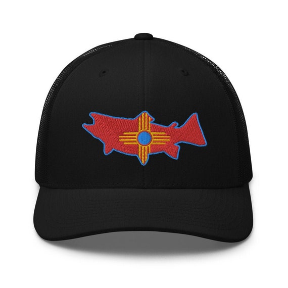 New Mexico Fly Fishing Truckers Style 6 Panel Snapback fly Fishing Gifts womens  Fishing zia Fishing Hat custom New Mexico State Cap 