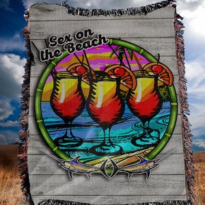 Sex on Beach Woven Blanket house warming gift bed blanket cozy blanket Cocktail gifts Caribbean art Cocktails and Dreams Couples Blanket
