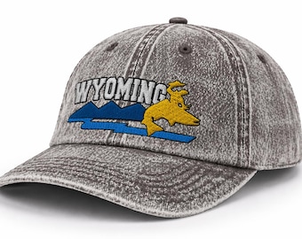 wyoming hat vintage washed cap cowboy state hat low profile fisherman cap wyoming souvenir hat  mountain hat rodeo cowboy trout fly fishing