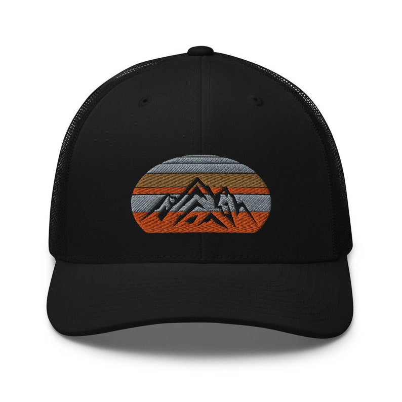 Retro Trucker Cap | Mountain Range Outdoor Hat | 6 Panel | Outdoor Man ...