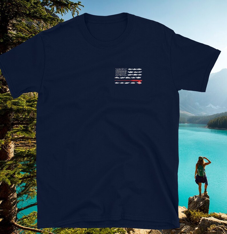 American Flag Fishing Shirt Fly Fishing Art Fly Fishing Etsy