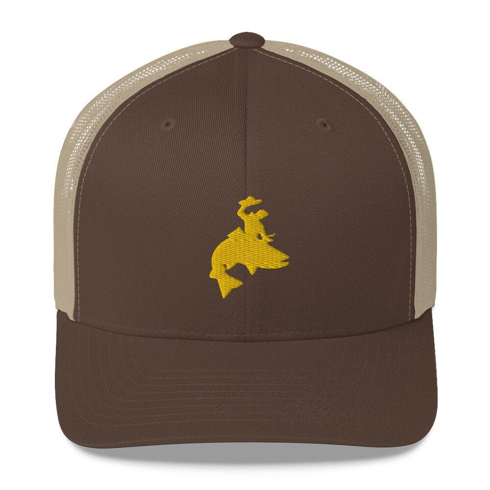 Wyoming Rep Your State Platinum Trucker Hat - Embroidered WY Bison Snapback For Men & Women - View #9