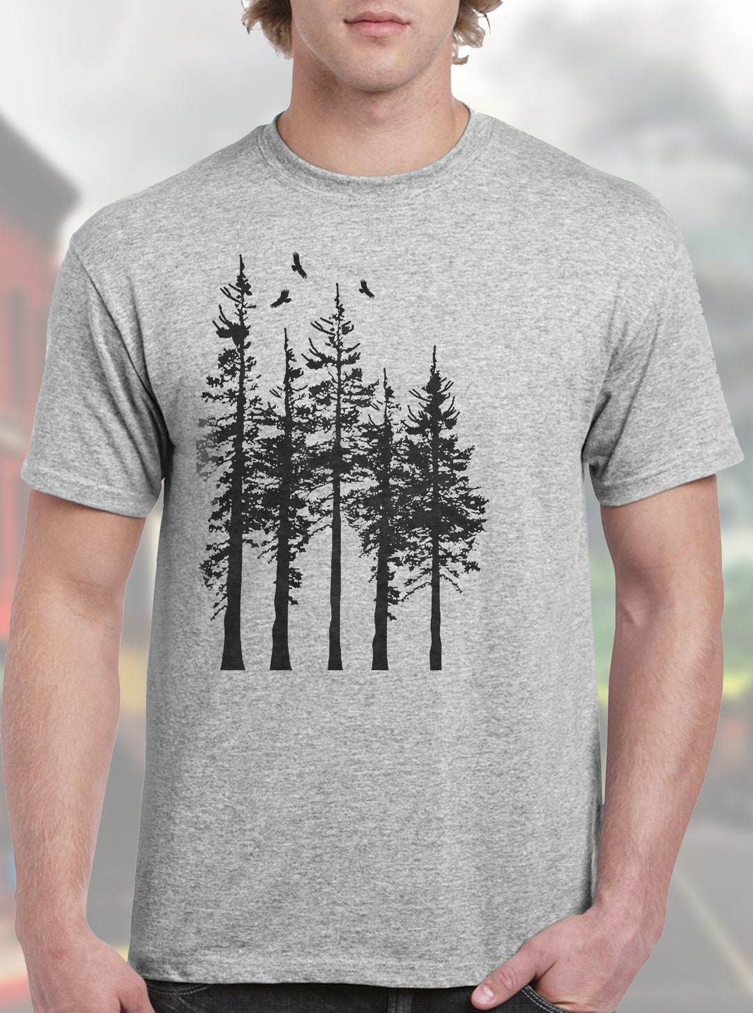 Men's Soft Graphic Tee old Growth Forest With Soaring - Etsy