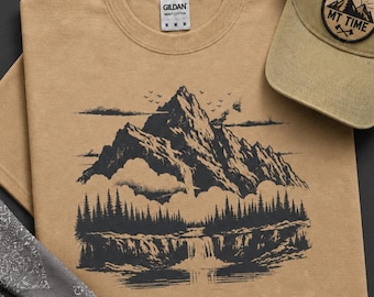 Mountain Landscape Shirt:  Outdoor Nature Graphic Tee Hiking Camping Adventure T Shirt
