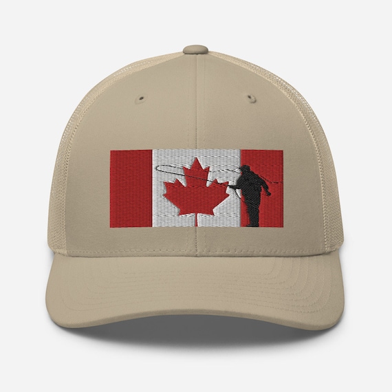 Mens Canadian Flag Fly Fisherman Trucker Cap canada Fisherman Hat
