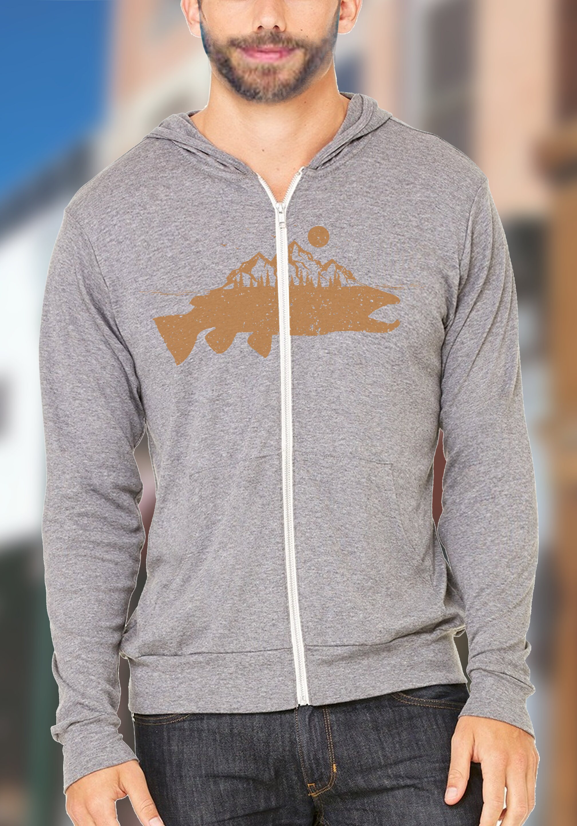 Men's Full zip hoodies Fishing Hoodies Mountain full Etsy