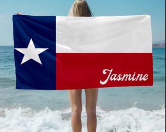 Personalized Texas Flag Beach Towel: Custom Name State Pride