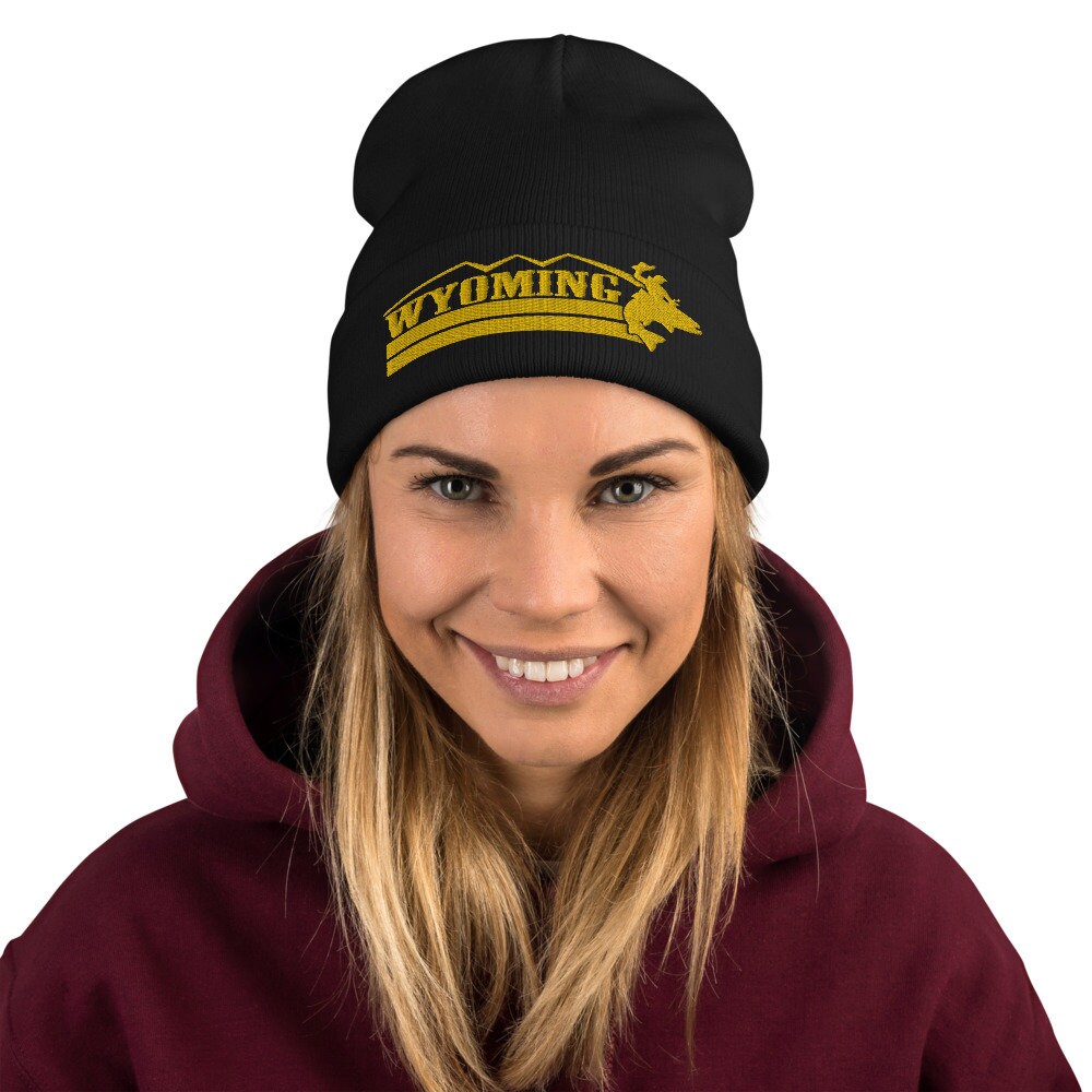 Wyoming Beanie Fishing Hat Wyoming Cowboy Mountain Hat Winter Hat