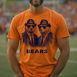 Chicago football fan shirt vintage game day tee gift for Bears fan navy and orange unisex shirt Chicago sports lover t shirt for men