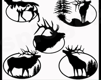 Elanden hoofd svg bestand knippen voor Cricut jacht sticker wildlife silhouet digitale download gewei clipart outdoor avontuur ontwerp png dxf