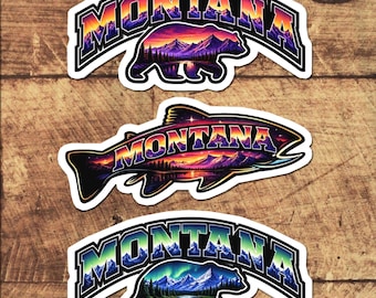 Montana State Stickers Mountain Vinyl Stickers for Water Bottles & Laptops Gift Ideas Travel Souvenir sticker collector set of three