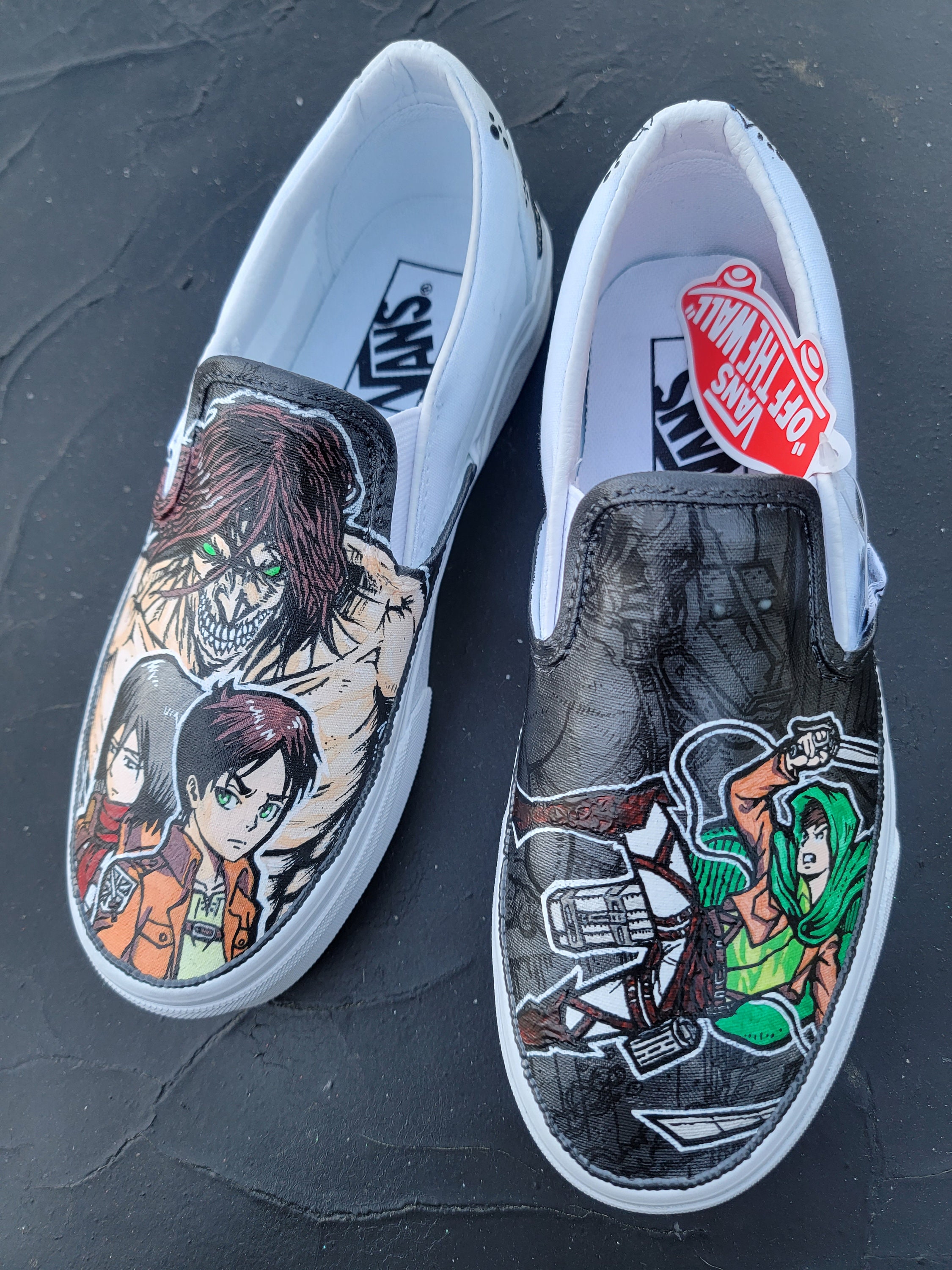 Custom Hand-Painted Vans Slip-On Wide Shoes - Mushoku Tensei Rudeus Anime Men 11 ANIME Custom VANS - Etsy main image 2