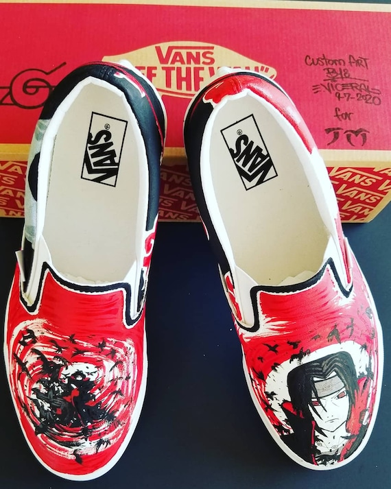 Naruto Shippuden Akatsuki Custom Vans Naruto Vans Tenis Akatsuki