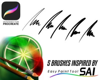 5 Brushes inspired by Paint Tool SAI for Procreate - Inking - Comic - Photoshop - Lineart -
