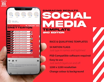 Social Media Template Results 2nd Edition - Motorsport Simracing Esports - Instagram - Twitter - PSD