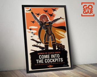 Come into the Cockpits! WW2 Poster – World War Propaganda Art Print