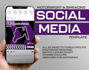 Social Media Template - Motorsport Simracing Esports - Instagram - Twitter - PSD