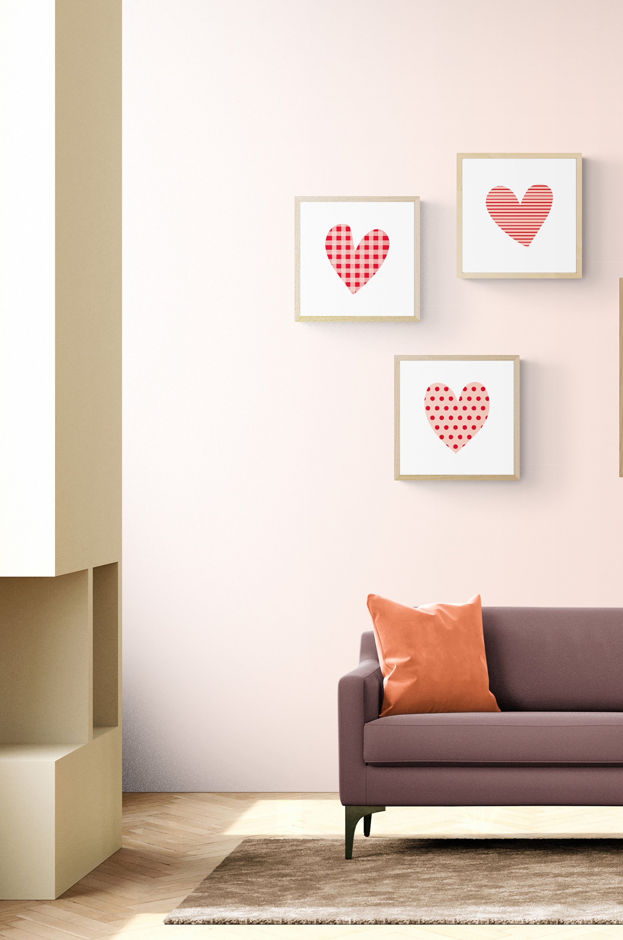 Set of 3 Hearts Prints Heart Wall Art Decor Love Heart Etsy