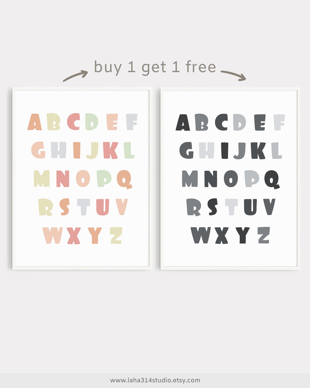 Alphabet Printable Poster ABC Print A to Z Nursery Room Decor ...