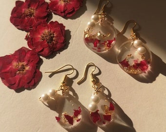 Fresh Rose Petal Earrings