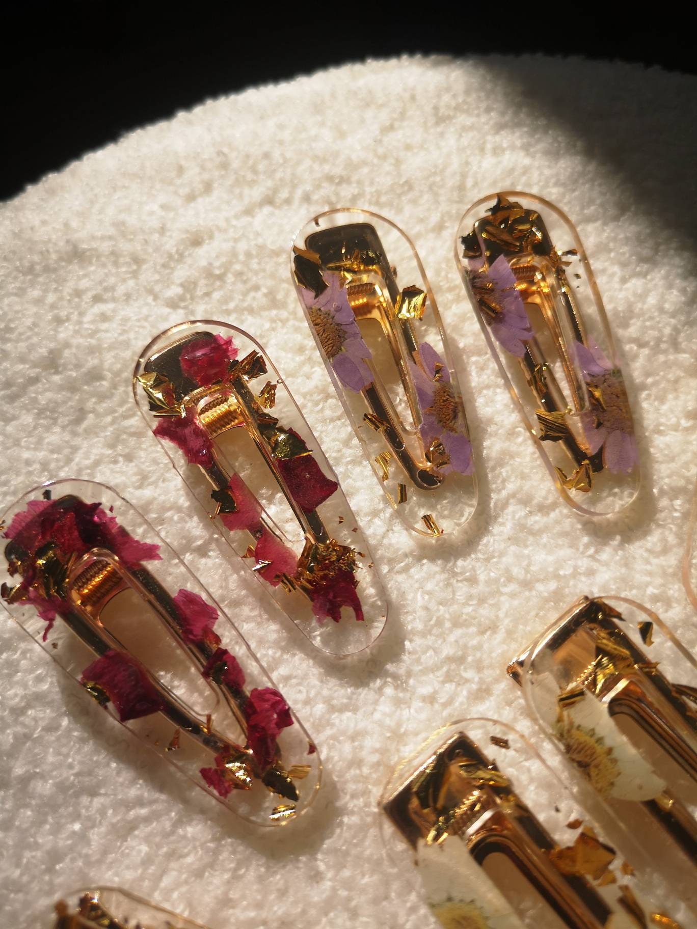 X2 Floral Resin Hair Clips Etsy UK