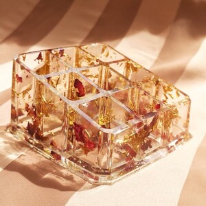 Rosenblatt und Gold Flakes Lippenstift Halter