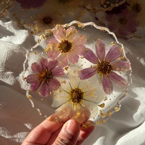 Large Purple Floral Resin Coasters