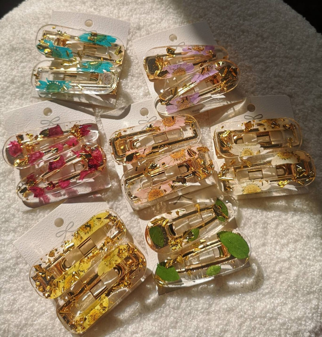 X2 Floral Resin Hair Clips Etsy UK