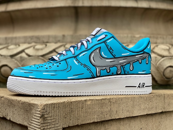 Custom Air Force 1 Cartoon Blue Orange Swoosh