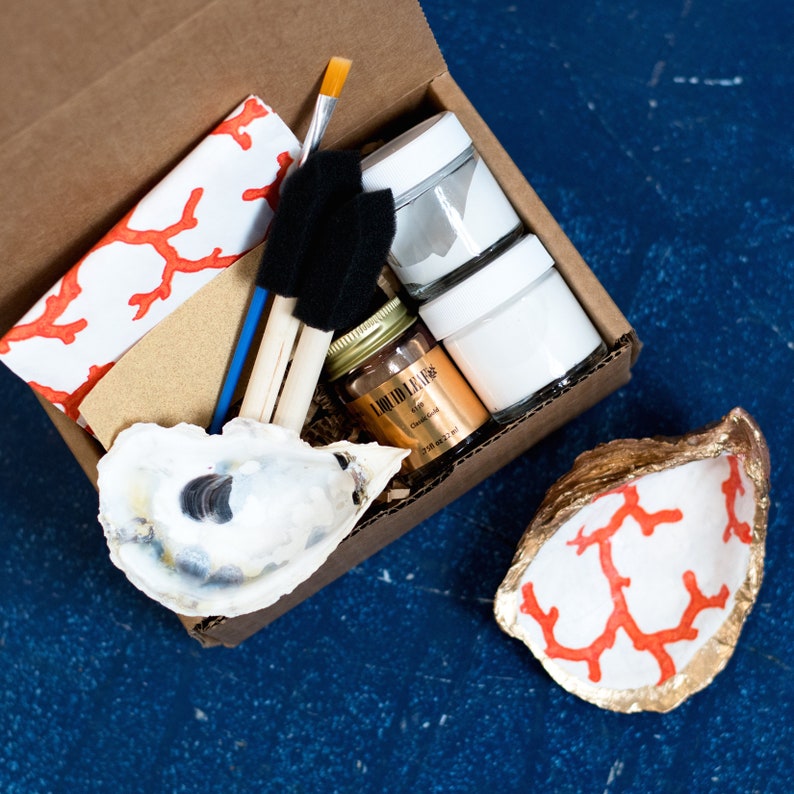 Decoupage Oyster Shell DIY Kit Coral Etsy