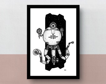 Fallout - Mr. Handy | A5 or A4 print | imaginative artwork | original illustration inspired by the populair science fiction videogames