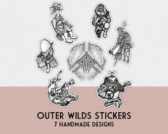 Outer Wilds sticker set | Riebeck, Gabbro, Chert, Feldspar, Esker, The Prisoner and the Nomai Mask stickers