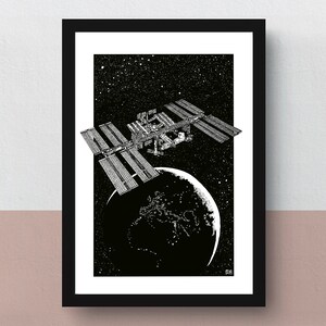 Internationale Raumstation - ISS | A5- oder A4-Druck | A3-Plakat | Kunstwerk | Originalillustration der Internationalen Raumstation
