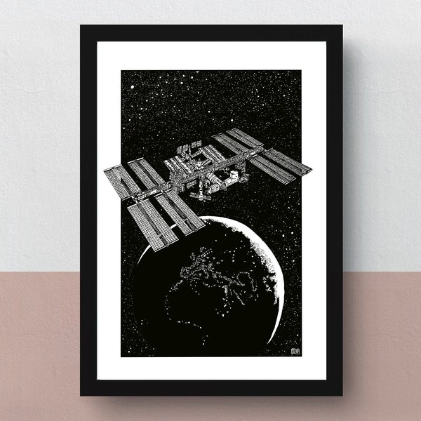 International Space Station - ISS | A5 or A4 print | imaginative artwork | original illustration of the amazing international space station