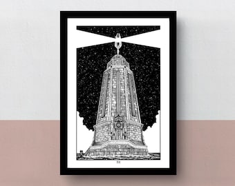 Latarnia morska z gier wideo | Wydruk A5, A4, A3 | grafika z gry | ilustracja kultowej latarni morskiej z rewolucyjnej serii gier wideo