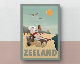 Vintage travel poster Zeeland | A5 or A4 print | originally designed | souvenir | souvenir | Netherlands | Zeeland | Walcheren | poster | art