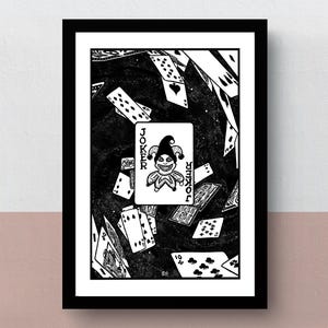 Balatro | Impresión A5 - A4 | Póster A3 | Ilustración original en blanco y negro del videojuego indie | regalo para jugadores y fanáticos | Juego de cartas Joker