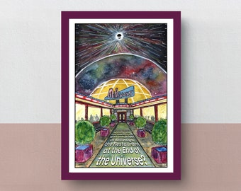 Milliways, the Restaurant at the end of the Universe | Hitchhiker's Guide to the Galaxy | A5 or A4 print | imaginative artwork | watercolor