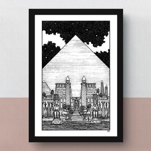 The Great Pyramid A5 or A4 print imaginative artwork original illustration of ancient Egypt and it's remarkable architecture image 1