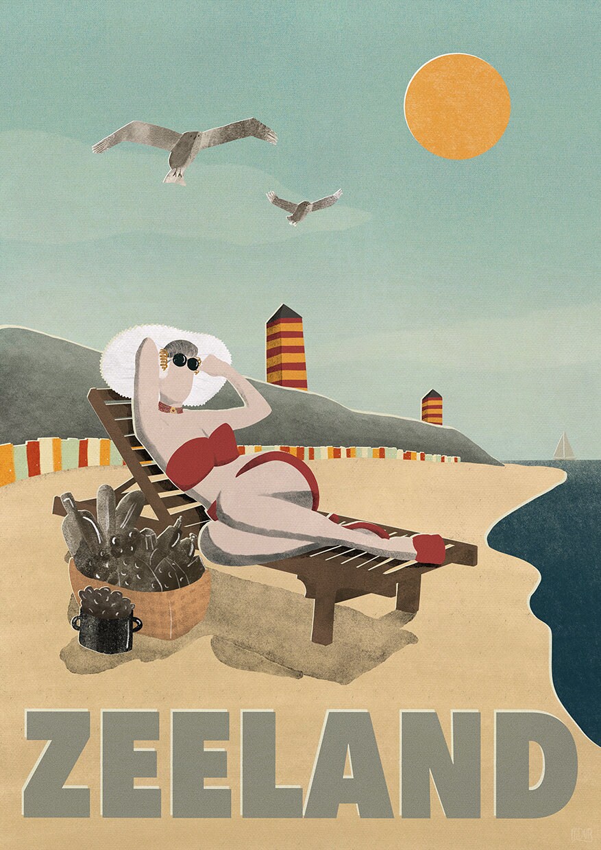 Vintage Travel Poster Zeeland | A5 or A4 Print | A3 Poster