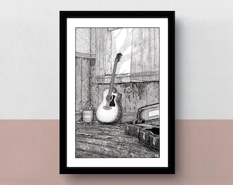 The Last of Us: Part II | A5, A4 or A3 poster | game artwork | illustration of Ellie's guitar