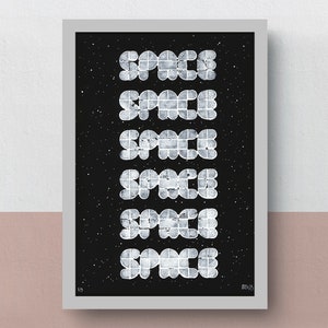 ESPACIO ESPACIO ESPACIO | Impresión original A5 | Impresión e ilustración únicas | Material impreso realizado con una prensa Lego